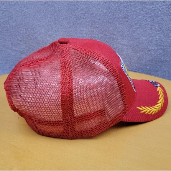 Embroidered USA Bald Eagle Shadow Snapback Trucker Hat Red American Flag Cap - Picture 7 of 16